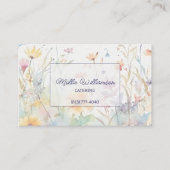 Pastel Waterverf Wildbloemen met QR Code Visitekaartje (Voorkant)