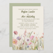Pastel Waterverf Wildflower Bruiloft Kaart (Voorkant / Achterkant)