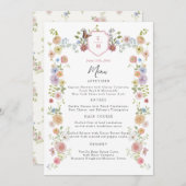 Pastel Waterverf Wildflower Wedding Menu (Voorkant / Achterkant)