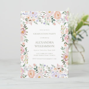 Pastel Waterverf Wildflowers Afstudeerfeest Kaart