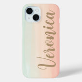 Pastel Waterverf Zee Glazen Perzik Gepersonaliseer Case-Mate iPhone Case (Achterkant)