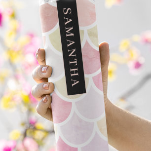 Pastel Waterverf Zeemeermin schaalpatroon met naam Thermosbeker