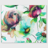 Pastel Waterverven Rozen & Flowers Patroon Cadeaupapier (Vlak)
