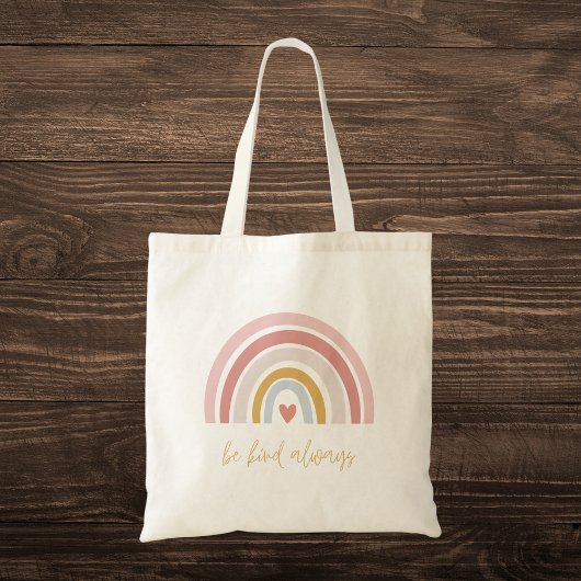 Pastel "Wees altijd vriendelijk" Rainbow Tote Bag