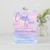 Pastel We're On Cloud 9 Baby shower Invitation (Debout devant)
