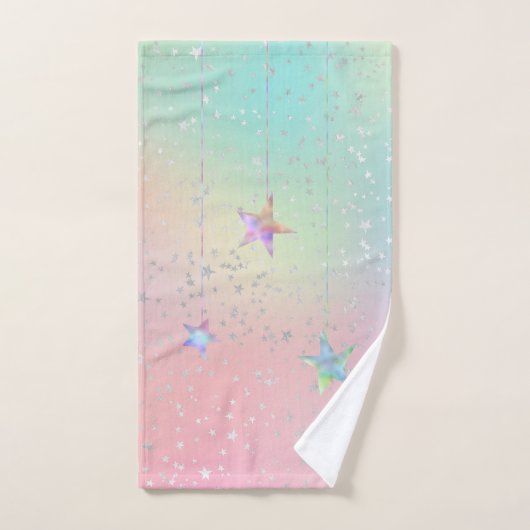 Pastel werveling holografische ster lint schattig  bad handdoek (Handdoek)