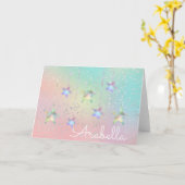 Pastel werveling holografische ster lint schattig  kaart (Gele Bloem)