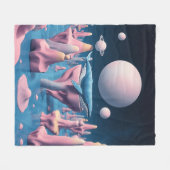 Pastel Whale in drijvende eiland Dreamscape Fleece Deken (Voorkant (Horizontaal))