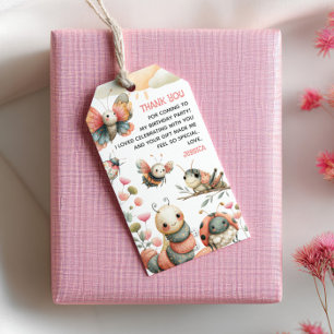 Pastel Whimsical Bugs Kinderverjaardag Bedankt Cadeaulabel