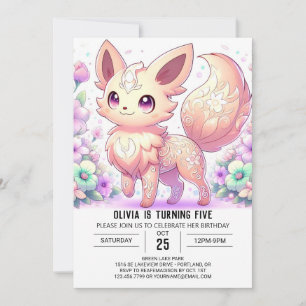 Pastel Whimsical Fox digitale verjaardag Kaart