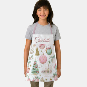 Pastel Whimsical Kerst Kinder Schort Aangepaste Na