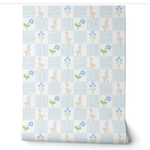 Pastel whimsische gans kinderrijmpjes kinderkamer behang