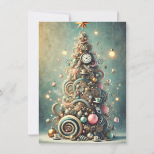 Pastel Whimsische Kerstboom Kerstgroeten Feestdagenkaart