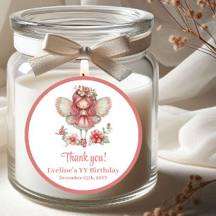 Pastel Whimsische Moppige Fee Meisje Verjaardagsst Ronde Sticker