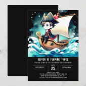 Pastel Whimsy Pirate Verjaardag Kaart (Voorkant / Achterkant)