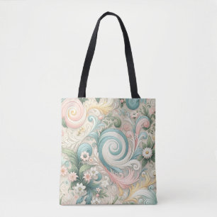 Pastel Whimsy Swirls: Een cottagecore dagdroom Draagtas