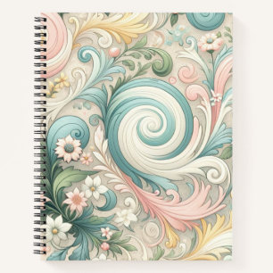 Pastel Whimsy Swirls: Een cottagecore dagdroom Notitieboek
