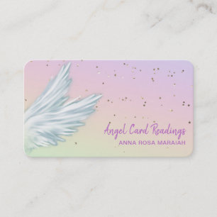*~* Pastel White Angel Wings Starry Rainbow Visitekaartje