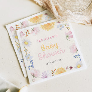 Pastel Wilde Bloem Baby Shower Papieren Servet