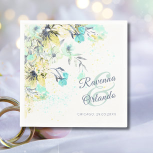 Pastel Wilde Bloem Botanische Romantiek Blauwe Bru Servet
