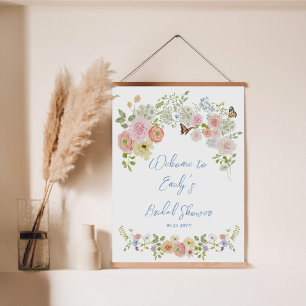 Pastel Wilde Bloem Bruiloft Feest Welkom Poster
