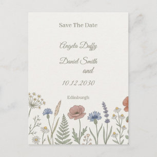 Pastel Wilde Bloem Save the Date Briefkaart