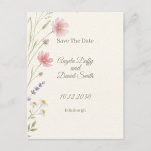 Pastel Wilde Bloem Save the Date Briefkaart