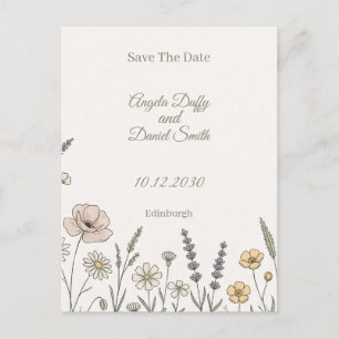 Pastel Wilde Bloem Save the Date Briefkaart