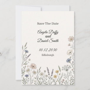 Pastel Wilde Bloem Save the Date Kaart