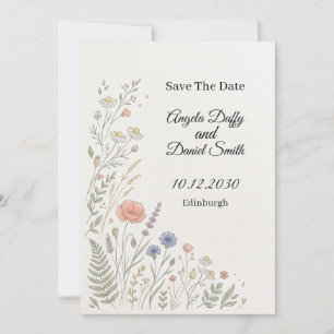 Pastel Wilde Bloem Save the Date Kaart