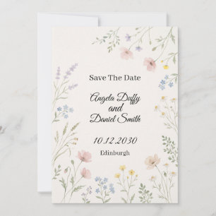 Pastel Wilde Bloem Save the Date Kaart