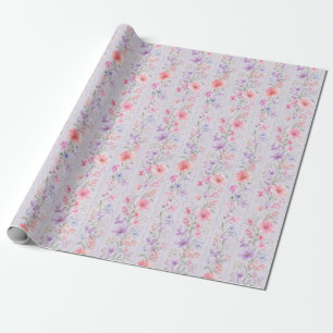 Pastel Wilde Bloem Streep Waterverf Cadeau Cadeaupapier