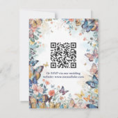 Pastel Wilde Bloem & Vlinder RSVP Kaart met QR (Achterkant)