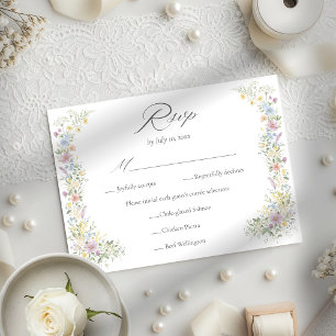 Pastel Wilde Bloem Waterverf Bloemetuin Trouwfeest RSVP Kaartje