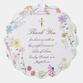 pastel wilde bloemen Doop dank u Ornament Kaart (Achterkant)