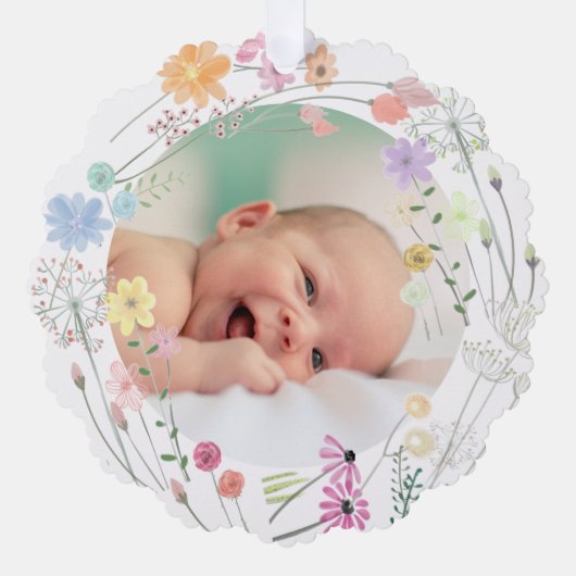 pastel wilde bloemen Doop dank u Ornament Kaart (Voorkant)