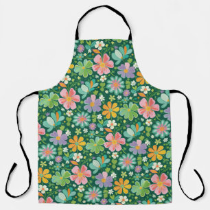Pastel Wilde Bloemen In Roze Paars Oranje En Groen Schort