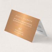 Pastel wilde bloemen met metallisch koper monogram visitekaartjes (Achterkant)