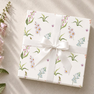 Pastel Wildebloem Botanisch Inpakpapier