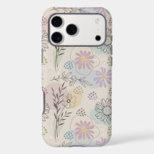Pastel Wildebloemcollage – Chic Bloemmotief Geomet