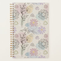 Pastel Wildebloemcollage – Chic Bloemmotief Geomet
