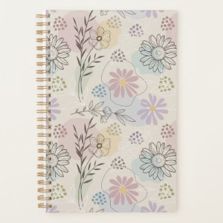 Pastel Wildebloemcollage – Chic Bloemmotief Geomet Planner
