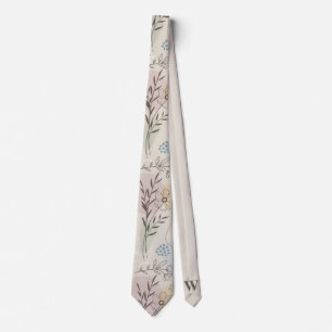 Pastel Wildebloemcollage – Chic Bloemmotief Geomet Stropdas