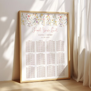 Pastel Wildebloemen Sprookjesachtige Trouw Stoelen Poster