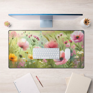 Pastel Wildebloemenweide Landschap Bureaumat