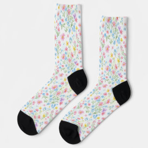 Pastel Wildebloemenweidepatroon Sokken