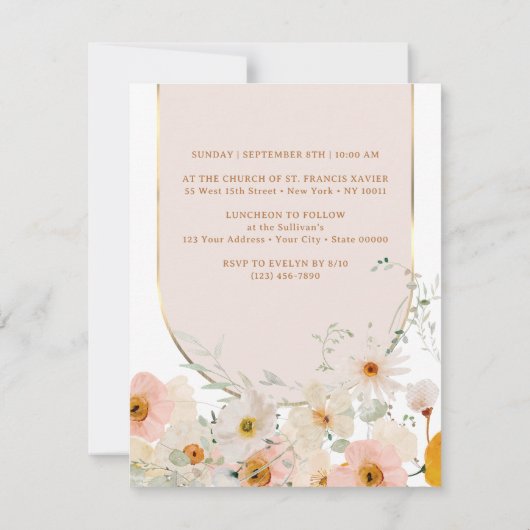 Pastel Wildflower Bevestiging Uitnodiging (Achterkant)