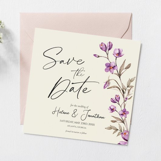 Pastel Wildflower Boho Wedding Save the Date Kaart