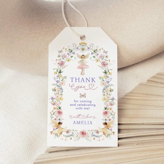 Pastel Wildflower Fairy Garden Verjaardagsfeest Cadeaulabel