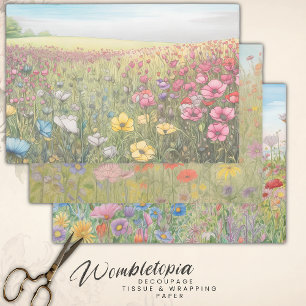 Pastel Wildflower Fields Ontkoppeling van zwaarg Inpakpapier Vel